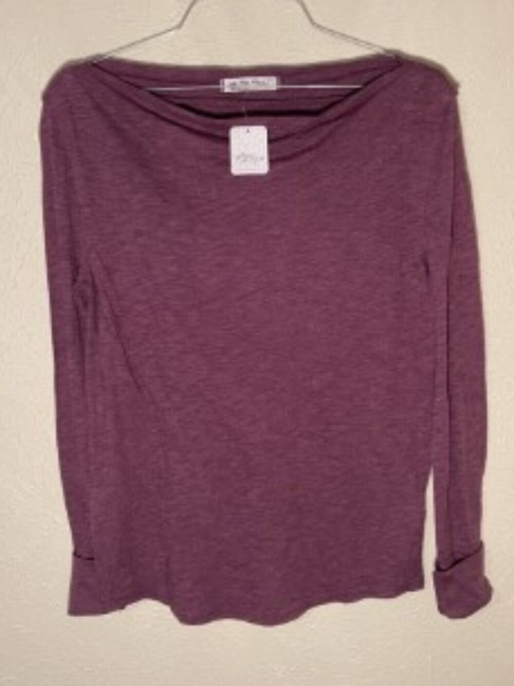 We the Free (Free People) NWT Dark Rose Lightweight Long Sleeve Tee, Size Small